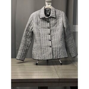 Anne Carson Quilted Jacket Silk Lined Polyester Geometric Diamond Dark Academia